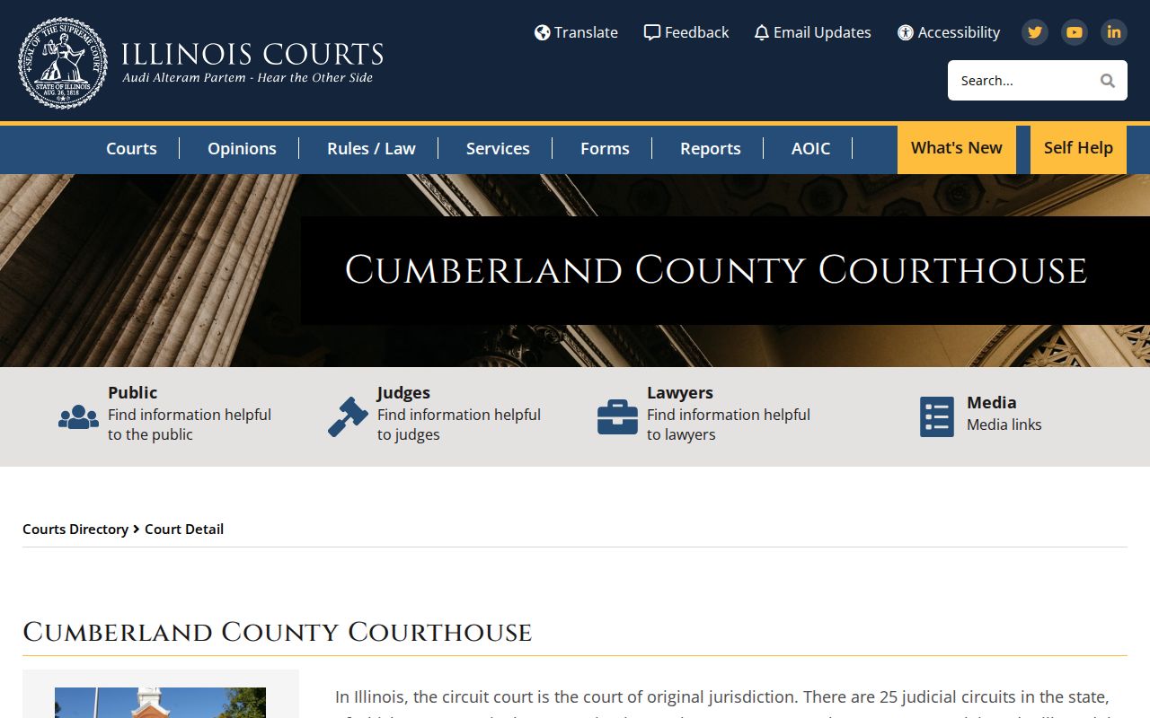 Cumberland County courthouse directory for Toledo arrest and court records