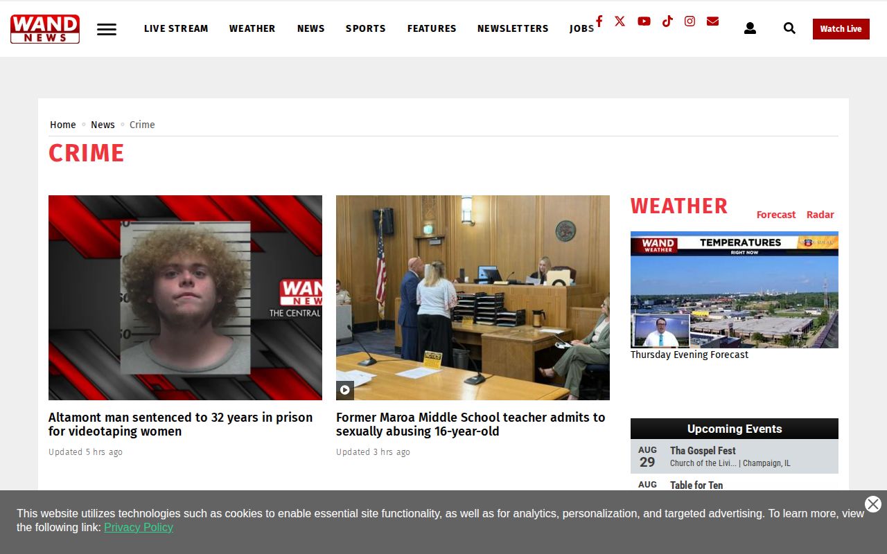 WAND Cumberland County crime-news section for arrest reporting