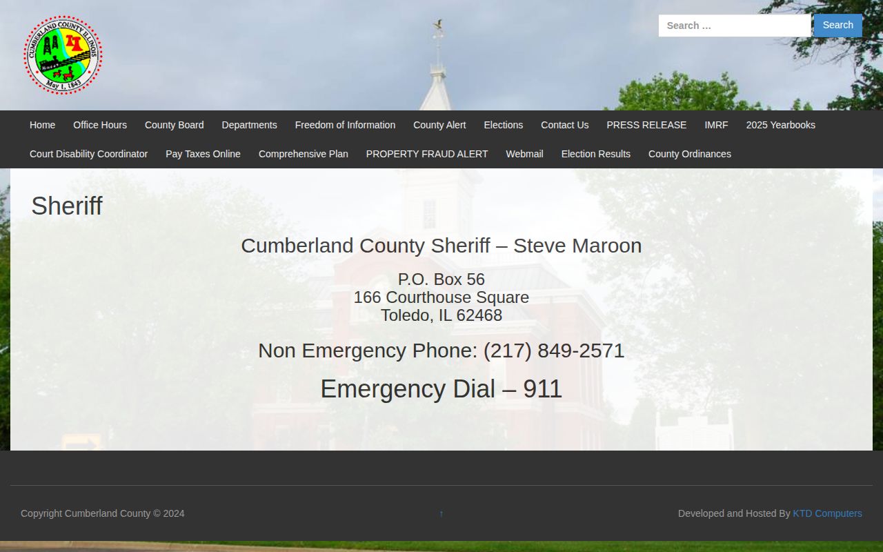 Cumberland County Sheriff contact page checked for a public wanted list